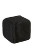 Black knitted cotton cube pouf with a soft and durable weave design, ideal for adding style and functionality to any living space.