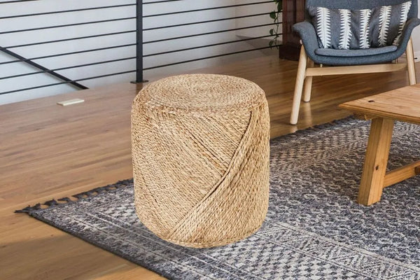 Albany Living 2900 Round Jute Pouf Ottoman-Tan