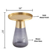 Dimensional diagram of the table, with measurements of 21 inches in height and a 16-inch diameter, combining form and function.