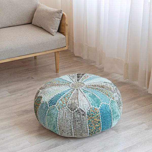 Albany Living 1124 Pouf Chair Side Made with Cotton & Polyester - Blue