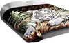 Plush fleece tiger blanket with jungle design, ultra-soft and warm, cozy animal print throw for bed, couch, or sofa.