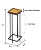 Accent table with dimensions 21 inches height, 8.5 inches width, featuring a 20mm thick resin top with golden wood grain and iron base