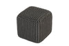 Gray knitted cotton cube pouf with a textured design, providing a versatile and comfortable seating option for any modern space.