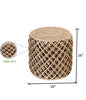 16-inch round jute pouf with black woven accents, eco-friendly and durable, ideal for seating or home decor with a modern rustic charm.