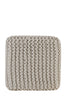 Square beige knitted pouf showcasing its textured design, highlighting a compact and modern style for versatile home use.